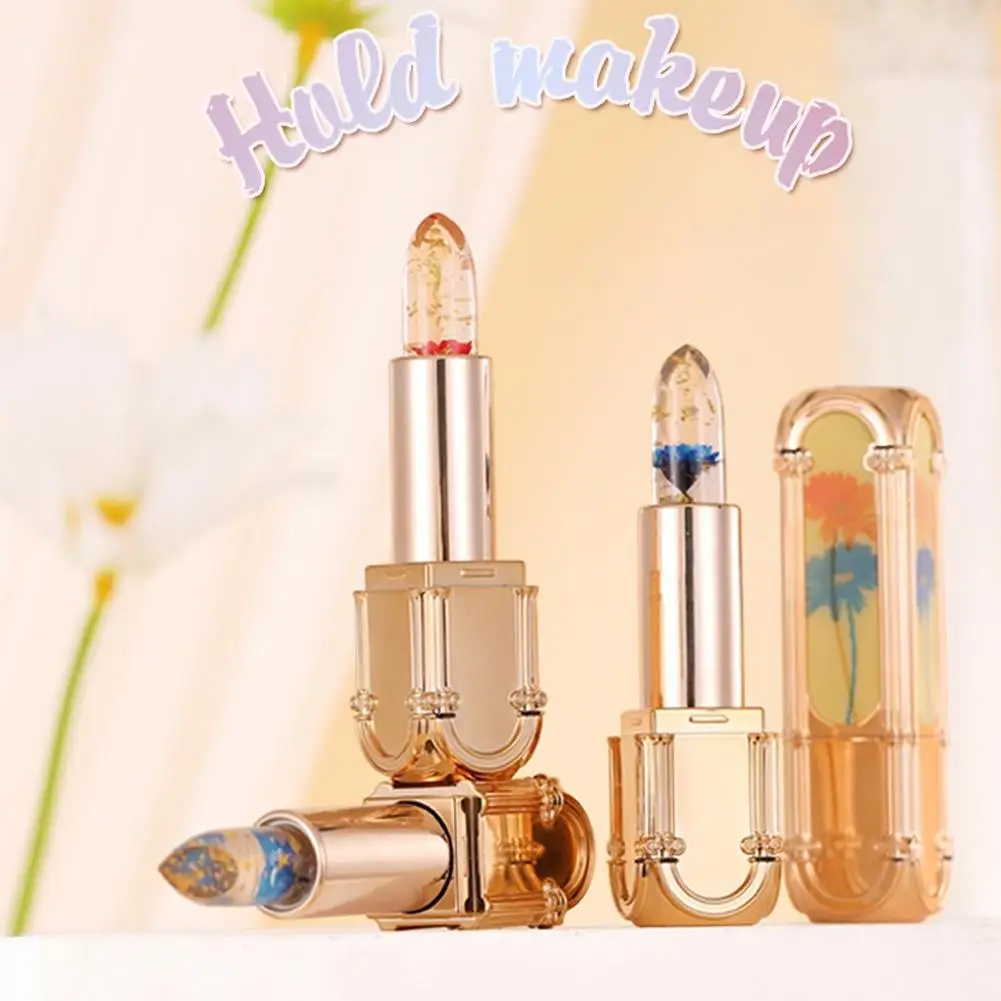 Fresh Flower Jelly Color Changing Lipstick Long-lasting Moisturizing Lip Balm Temperature Non-stick Cup Lips Makeup