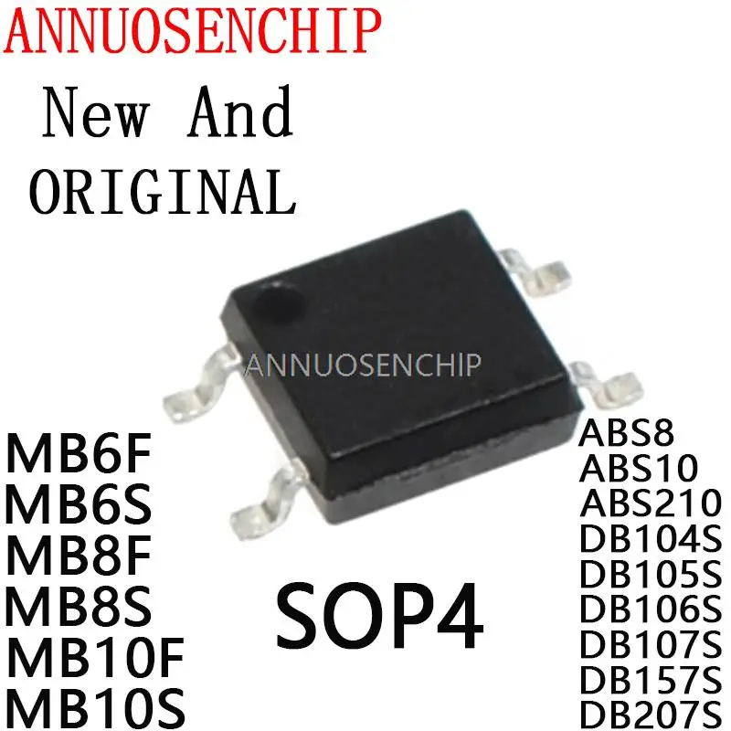 20PCS SOP-4 Rectifier Bridge Stack MB6F MB6S MB8F MB8S MB10F MB10S ABS8 ABS10 ABS210 DB104S DB105S DB106S DB107S DB157S DB207S