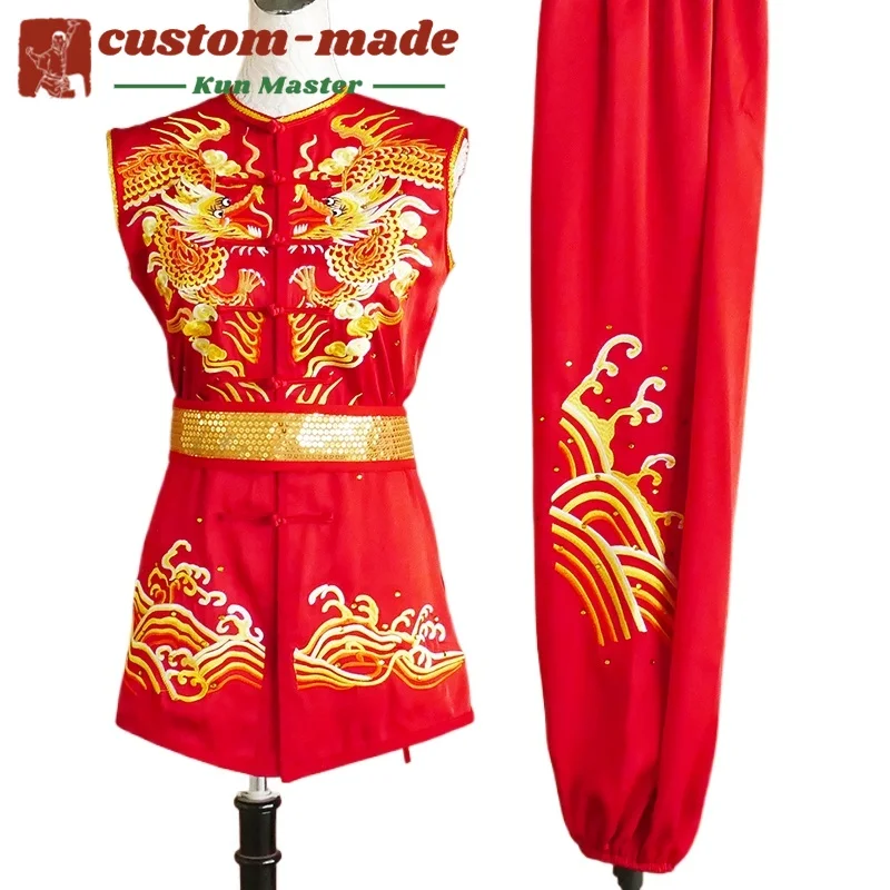Custom Martial Arts Uniform Kung Fu Suit with Dragon Embroidery Southern Fist Long Fist Reinforced for KungFu Forms Competition