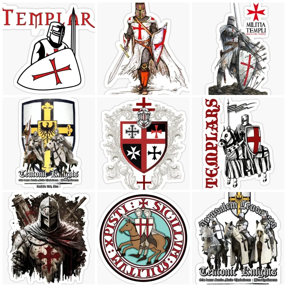 Crusader Sign Templar Knight Shield Sticker Motorcycle Laptop Truck Window Helmet PVC Decal Customizable view 2