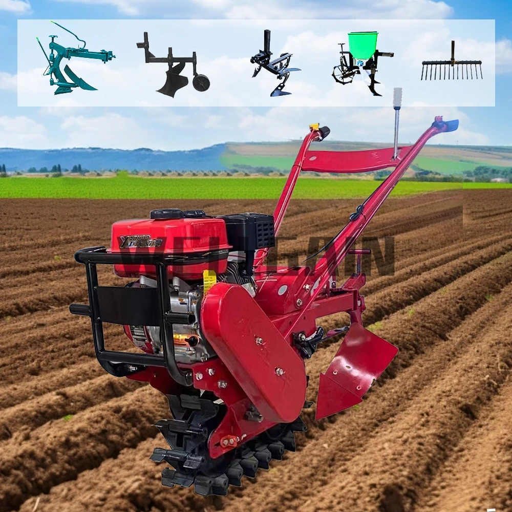 Power Tiller Tiller Rotary Cultivator 7HP Petrol Engine Portable Mini Tiller for Backyard Garden and Farm Land Use