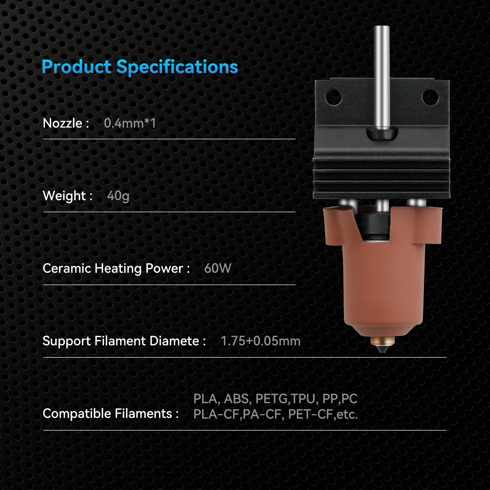 For Creality K1 Series Ceramic Heating Block Kit Quick-swap Nozzle Kit 300°C High Temperature Resistance For K1 K1-Max K1C