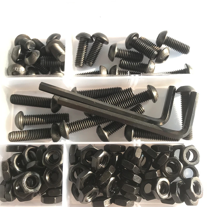 Sechs kant schraube und Muttern satz m2 m3 m4 m5 m6 schwarz 10,9 Grad Knopf kopf Innen sechs kant schraube Sechs kant buchse Rundkopf Inbus schraube – Detail 6