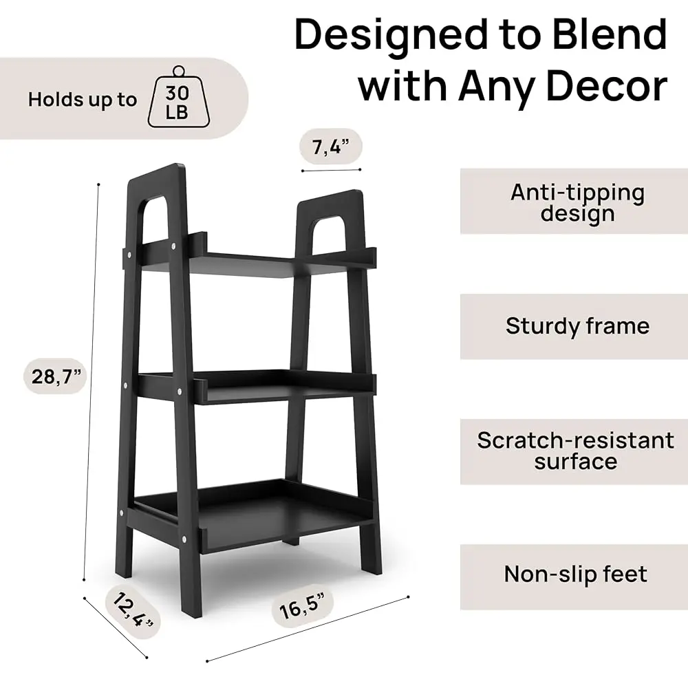3 Tier Open Bookshelf - Elegant Bookcase Storage Organizer - Multi-Purpose Bamboo Display Shelf For Home, Office, Bedroom &