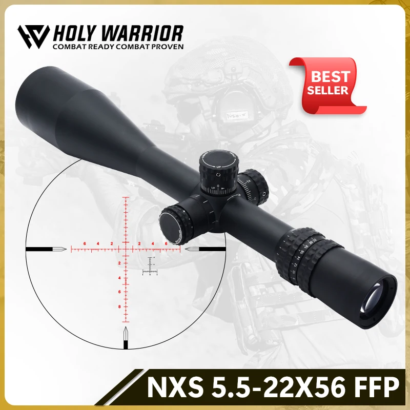 

Стрелковый прицел Holy Warrior NXS 5,5-22X56 FFP, трубка 30 мм для страйкбола и охоты с полной оригинальной маркировкой