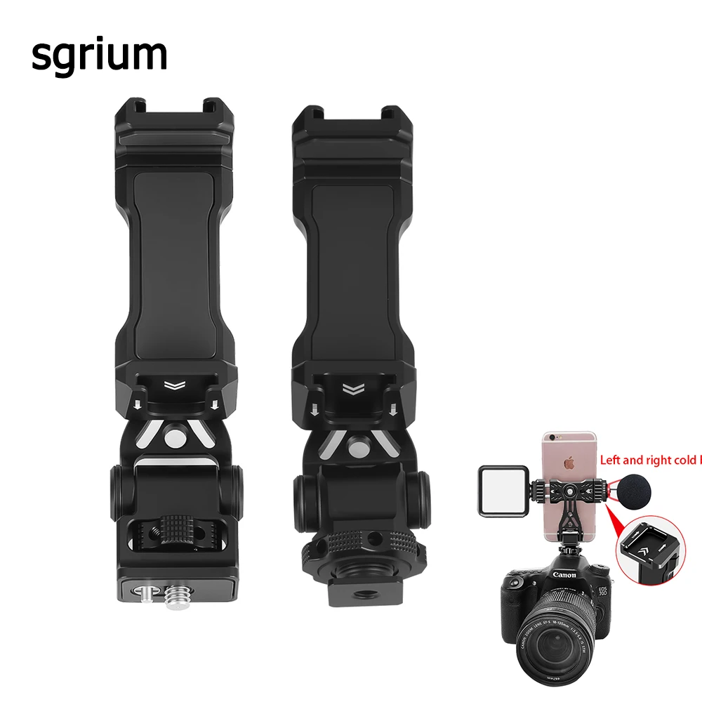 sgrium Telefonhalter aus Metall, Kaltschuhhalterung 360° °   Drehbare ARRI-Loch-Vertikalaufnahme für Android-Smartphones, DSLR-Käfigklemme