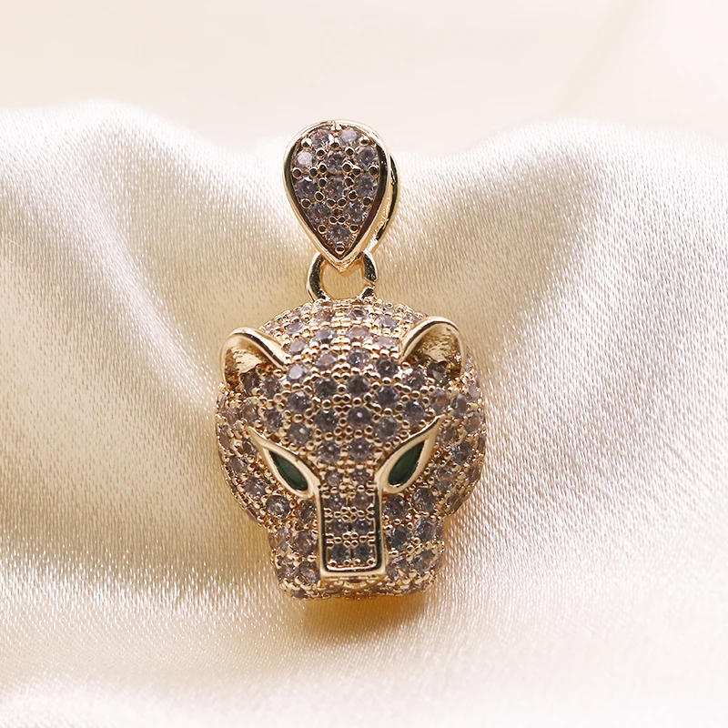 

Leopard Necklace Gold Plated Copper Zircon Pendant Accessories for Jewelry DIY