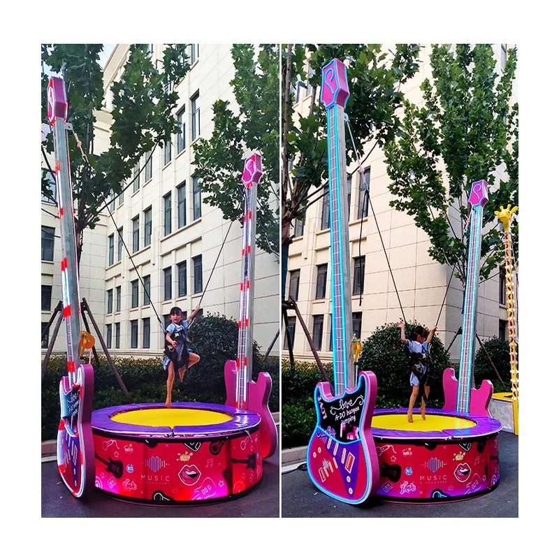 Outdoor square children's guitar light-up bungee amusement equipment scenic park stall project jumping bed trampoline