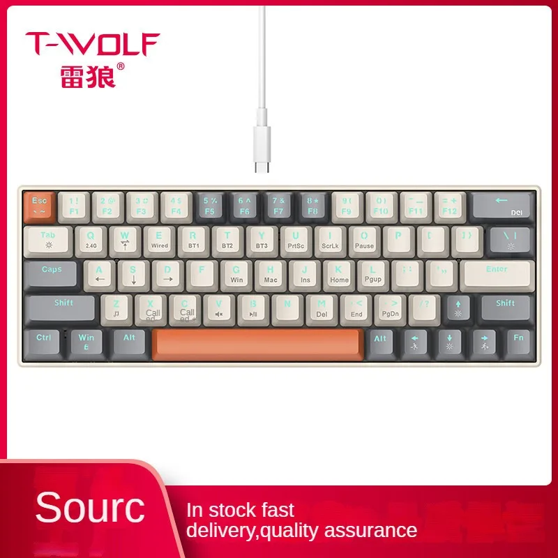 T-WOLF T60 Mechanical Keyboard Game Esports Keyline Separation 63 Key Dual Color Customized Blue Axis Keyboard Esports Play