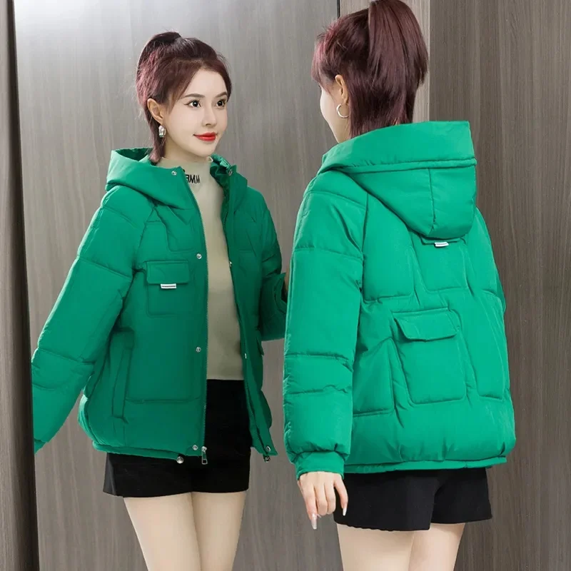 2023 New Winter Jacket Women\'s Thicken Overcoat Parka Hooded Down Cotton Padded Coat Bread Clothes Korean Loose Casual Parkas