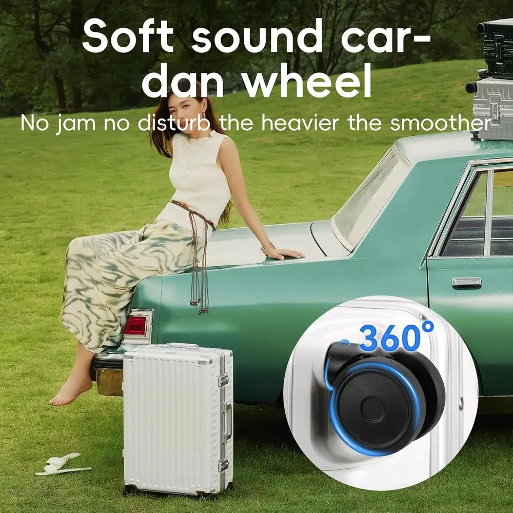 Medium 22 Lightweight Hard Shell Suitcase with Aluminum Frame, Polycarbonate Trunk, Spinner Wheels, TSA Locks, Shell White