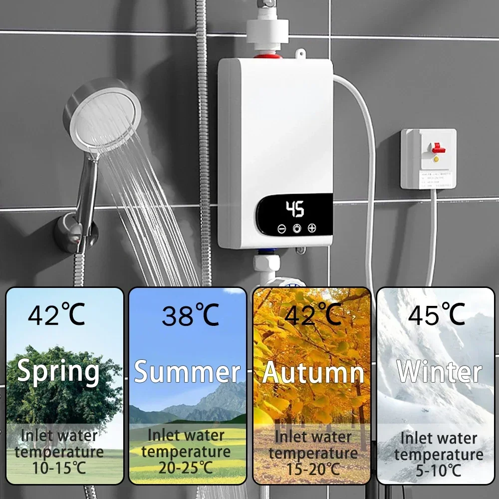 Aquecedor de água instantâneo portátil, Aquecedores do banheiro, Chuveiro e Cozinha Aquecimento, 220V, 5500W