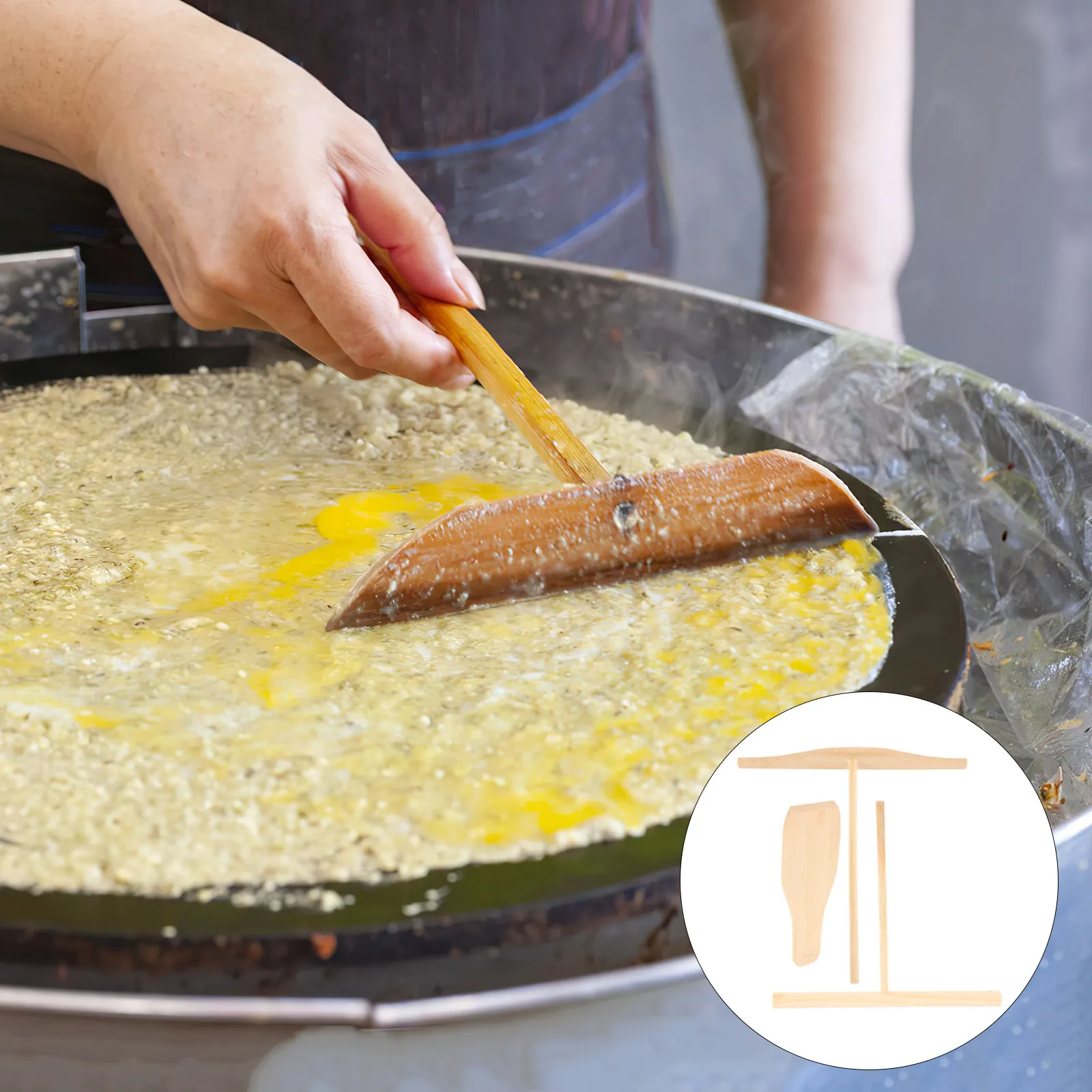 1Set Wooden Crepe Spreader with Spatula Pancake Maker Kit Household Baking Tool for Even Dough Spreading Professional Kitchen
