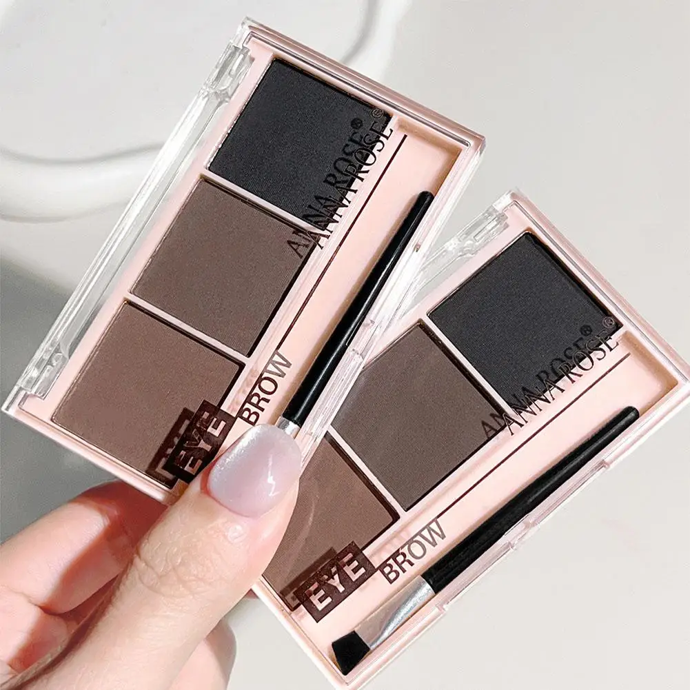 Poudre à sourcils 3 couleurs haut de gamme, Style européen, tons foncés, imperméable, longue durée, anti-taches, sourcils volumineux et définis