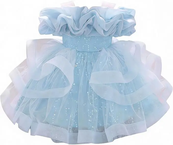 

Snvdzo Toddler Baby Girls Sequin Ruffle Layered Tulle Dress For Wedding Birthday Evening Party Prom Banquet Princess Gown 2026