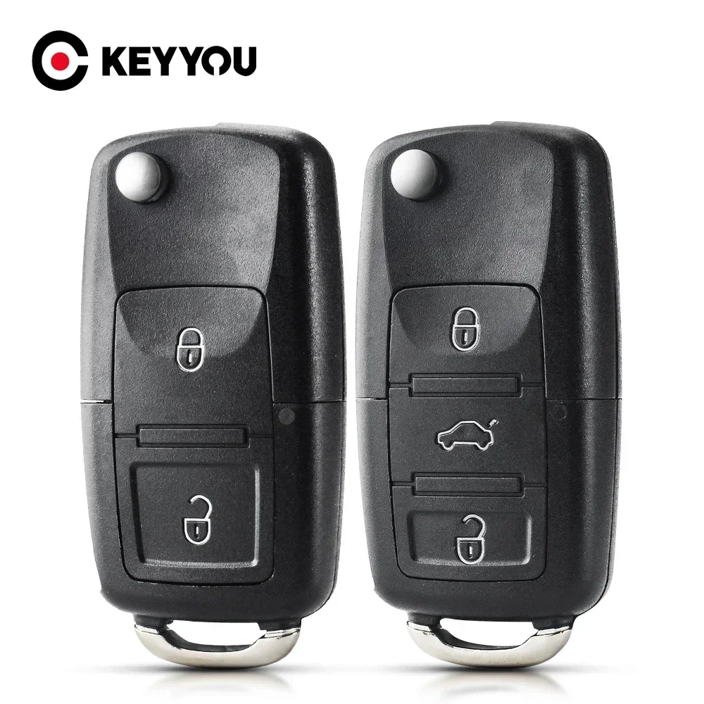 

KEYYOU 10pcs 2/3/4 Buttons Folding Car Remote Key Shell Case Fob For VW Passat Polo Golf Touran Bora Ibiza Leon Octavia Fabia