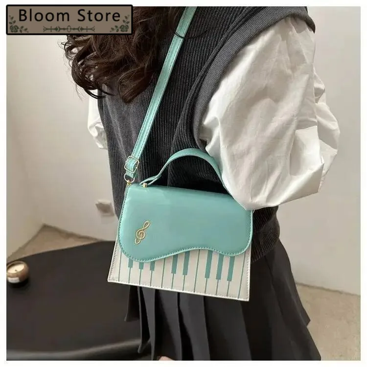 

Bloom Vintage Piano Print Square Wallet Women Retro Handle Casual Crossbody Bags Hot Girls Sweet Cute Messenger Bag Y2k