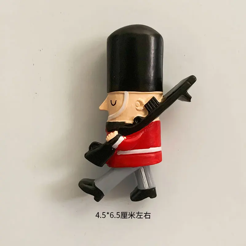 Simpatico magnete da frigorifero in stile britannico 3D, regalo souvenir adesivo magnetico ad alto valore estetico da Internet popolare rosso