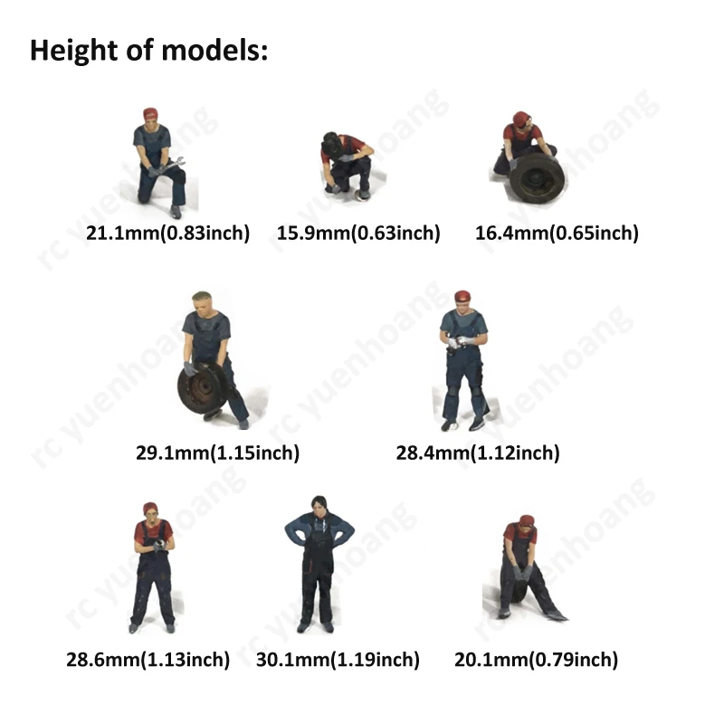 1/64 Scale Static Figure Model Simulated Warehouse Workshop Staff Doll Decoration Scene Prop Modified Parts for RC Car/Vehicles