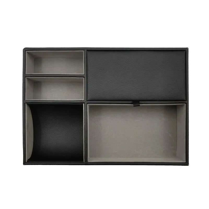 Men's Valet Tray Black Faux Leather Jewelry Trays Nightstand Organizer Tray for Men Gifts for Men Gifts for Dad