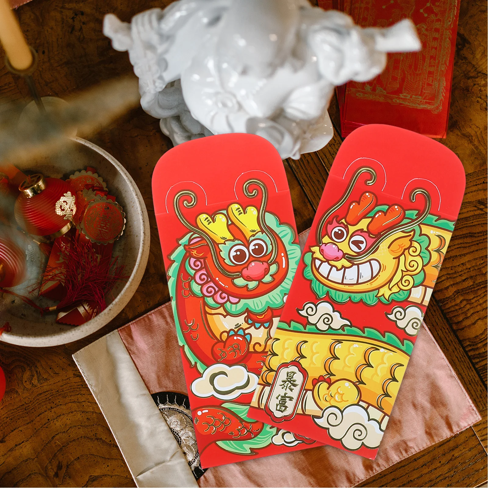 

24Pcs Chinese New Year Red Envelopes Cute 3D Cartoon Design Spring Festival Lucky Money Bag Large Capacity Paper Red Packets