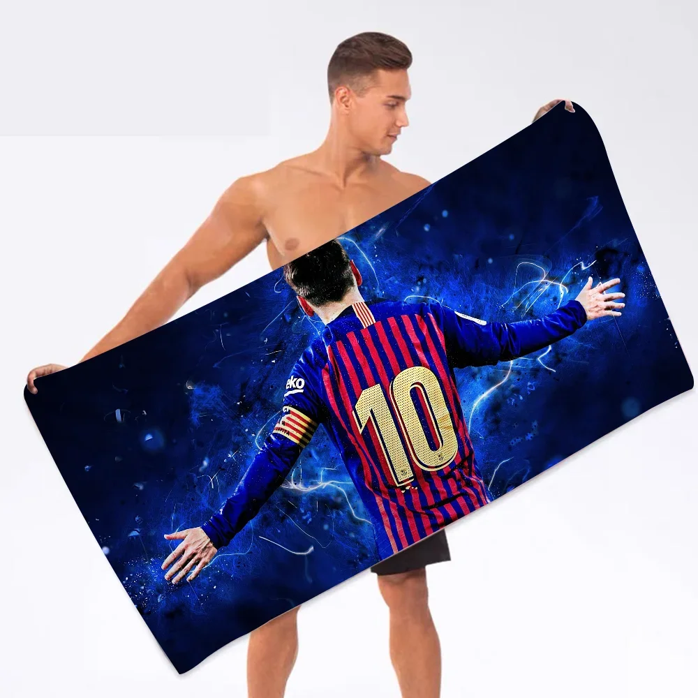 Football Superstar M-Messis Beach Towel Colorful Bath Towels for Girl Quick Dry Custom Sand Free Beach Yoga Spa Gym Pool