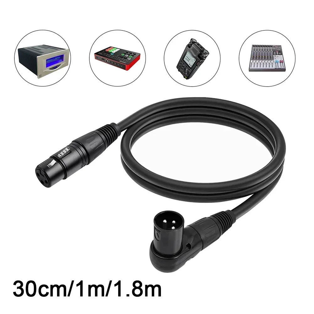 1pc 3 Pin Mic Cord 30cm 1m 1.8m Adjustable Right Angle XLR Male To Female 3Pin Mic Cord Mixer Microphone Speaker Power Amp Parts