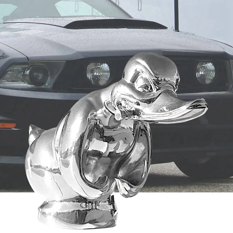 2 Piece 3D Chromed Angry Duck Hood Ornament, Resin Death Proof Duck Black Convoy Duck Hood Ornament Fun Front Hood Car Sticker