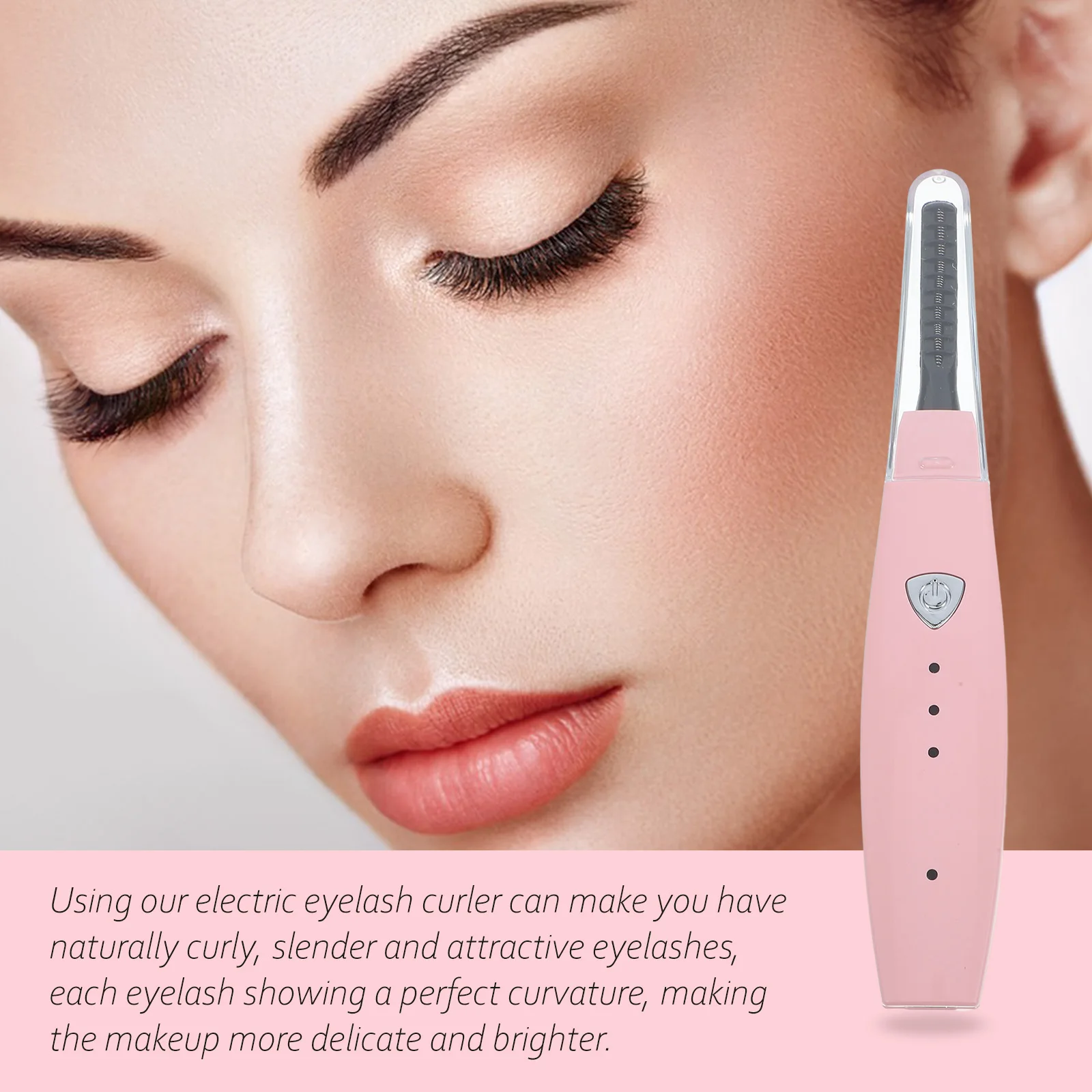 

1Pcs Electric Heated Eyelash Curler USB Charging 3-Level Temperature Control Makeup Tool for Naturally Curly Lashes Fast Results