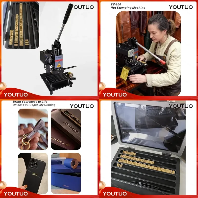 for Adjustable Leather Flatbed Printer Hot Foil Stamping Machine DIY Logo Pattern Embossing Tool Multicolor