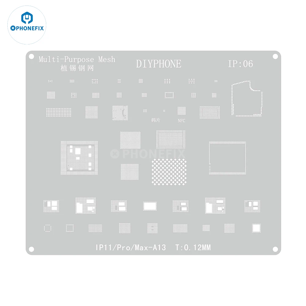 Silver BGA Reballing Stencil Kit for iPhone 15 14 12 13 11 X 8 7 6 5 Motherboard CPU IC Chip Tin Planting Soldering Net Template