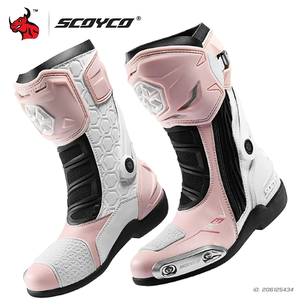 

Ladies Motorcycle Protection Boots Women's Motocross Off Road Adventure Touring Riding Gear Durable Safety Ankle Support