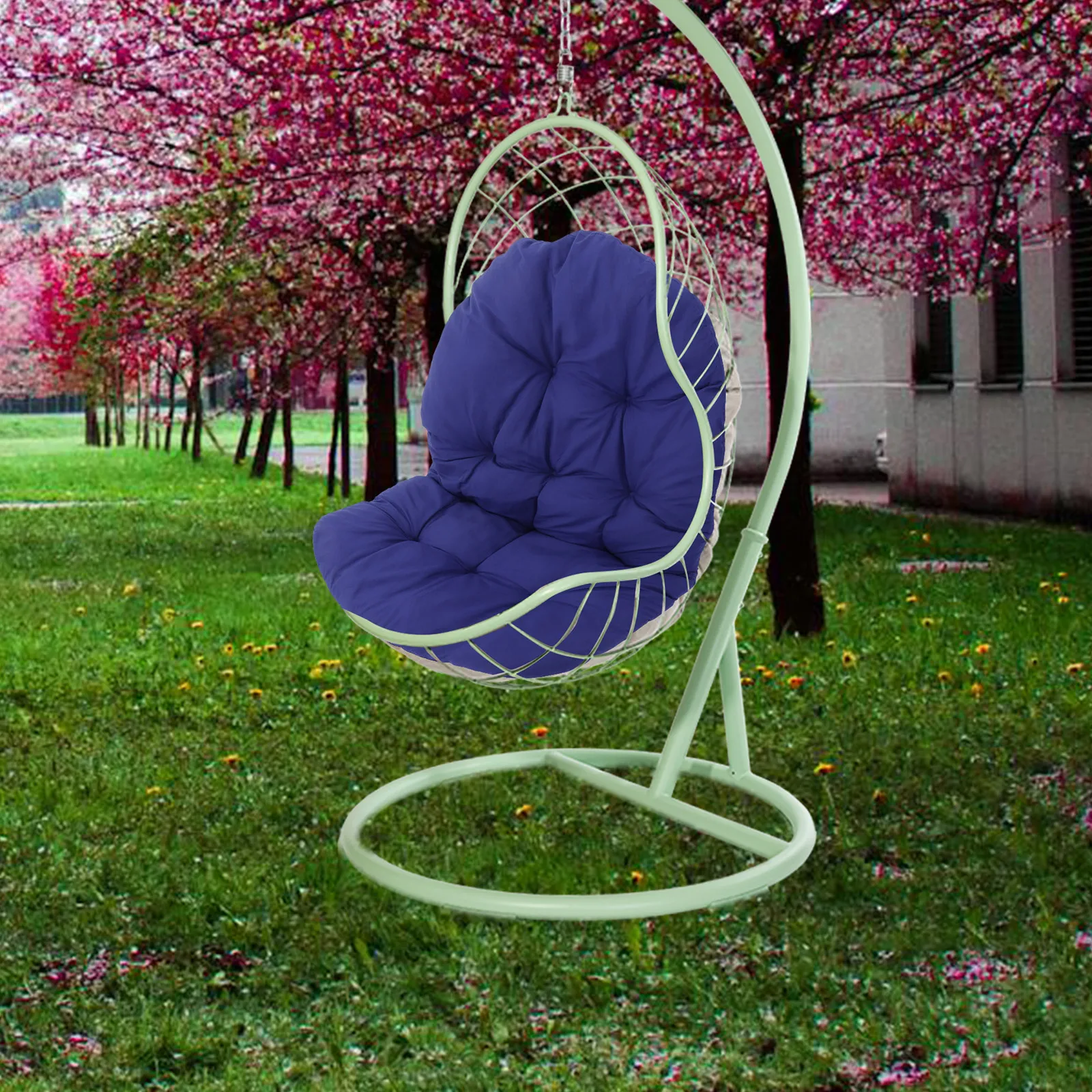 سلة معلقة وسادة كرسي سميكة عالية الكثافة رغوة مقاوم للماء مقاومة للأشعة فوق البنفسجية في الهواء الطلق البيض سوينغ صالة وسادة للمقعد الروطان #2