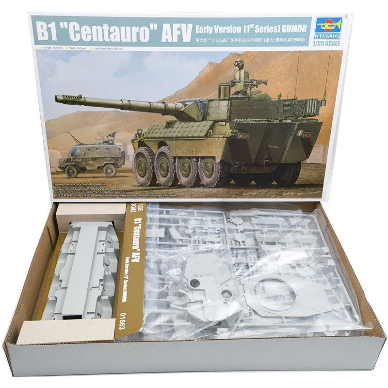 

Trumpeter 01563 Масштаб 1:35 Итальянский B1 Centauro 1st AFV Танкоразрушитель с ROMOR Пластиковая сборка Модель Комплект Строительная игрушка в подарок