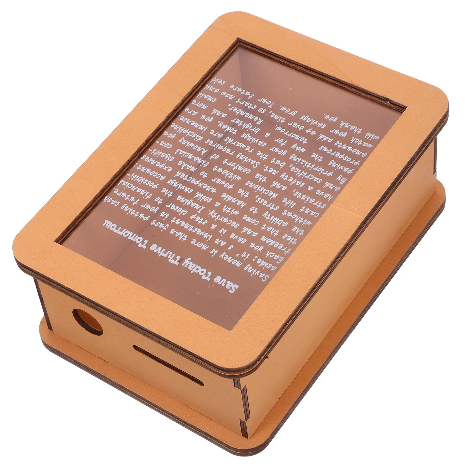 Clear Money Box Wooden Frame Motivational Savings Jar Functional Coin Bank for Home Office Desktop Decorative Saving Solution