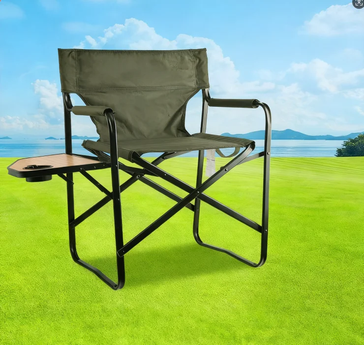 

Portable Modern Metal Folding Chairs with Table Boards Moon Chair Style Outdoor Use Recliner