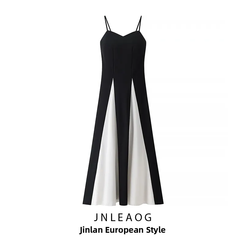 JNLEAOG Sexy Slim Fit Color Blo Strap Dr Ele Design Summer Casual High Waist Polyester Fiber No Sve Zipper