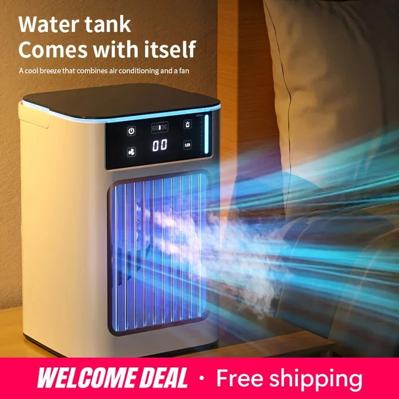 Nouveau Ventilateur Climatiseur Portable Turbo Amélioré 2026 USB de Bureau, Mini Humidificateur d'Air Domestique Rafraîchisseur
