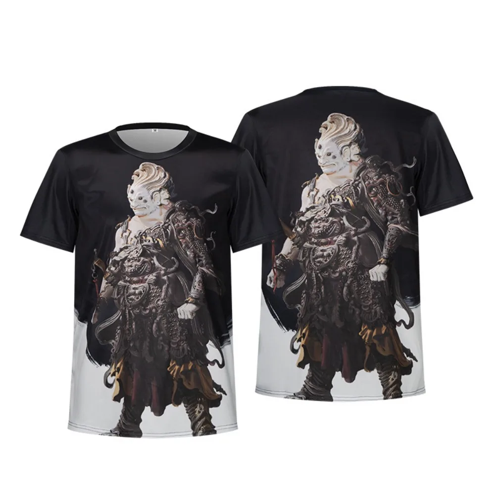 WuKong preto traje cosplay para homens, manga curta, camiseta disfarçada, carnaval de Halloween, roupas de festa, dramatização, jogo, adulto