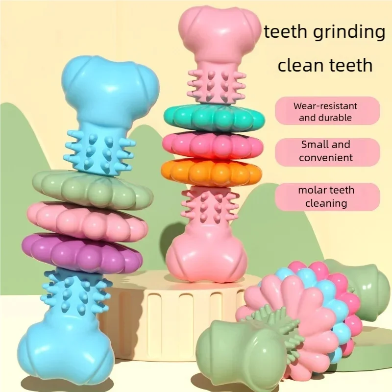 Gummi-Knochen-Molar-Stick Hundekau-Spielzeug Langlebig Bissresistent Zahnreinigung Mundpflege Interaktives Welpen-Haustier-Spielzeug