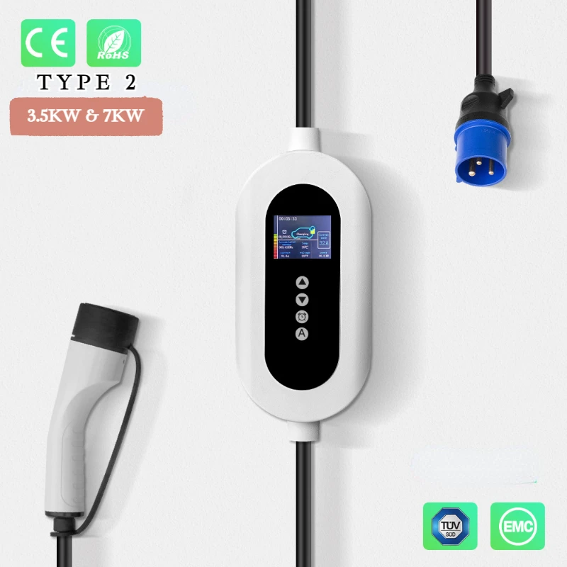 SKYEGLE 7KW EV Charger Type 2 Adjustable 16A\\32A Portable EV Charging for Tesla Model Y Home & Outdoor Use Electric Car Chargers