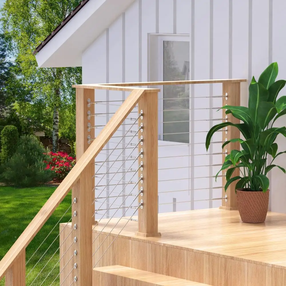 100 Packs Stainless Steel Cable Railing Kit Swage Toggle Turnbuckle Hardware T316 Angle Adjustable Deck Guardrail Wire Rope