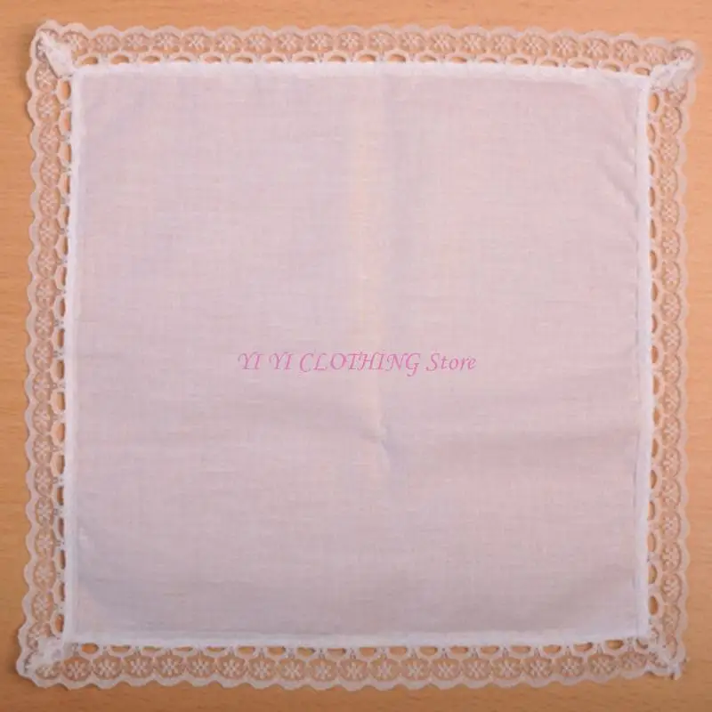 N5KF Fiary Fazzoletto pizzo bianco Fazzoletto da taschino Fazzoletti cotone Bandana pizzo Asciugamano da taschino