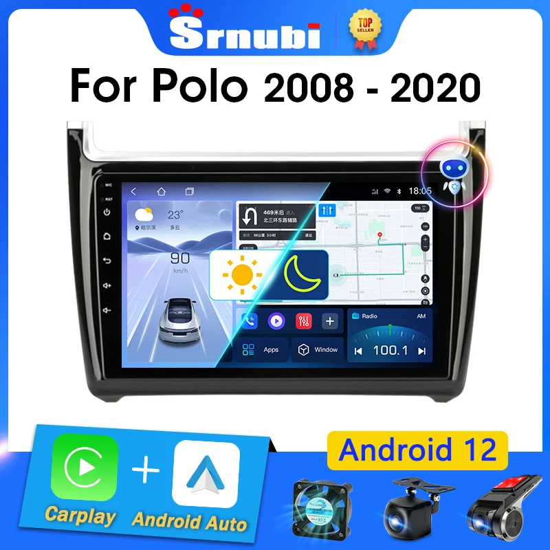 Srnubi Android 12 Carplay Car Radio For Volkswagen VW polo 5 sedan 2008 - 2020 Multimedia Player 2 Din Stereo GPS DVD Head Unit