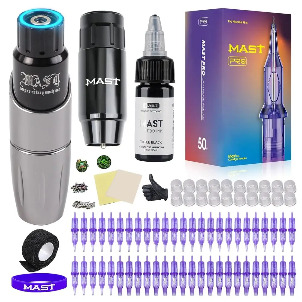 

Complete Tattoo Kit with 50Pcs Needles for Liner Shader - Ideal for Tattoo Beginners