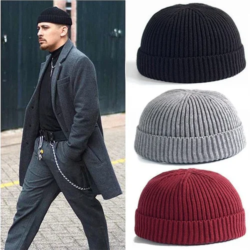 Gorros cálidos de invierno, gorro de Hip Hop de hilo corto informal, gorro de calavera tejido para hombres y mujeres adultos, elástico Unisex