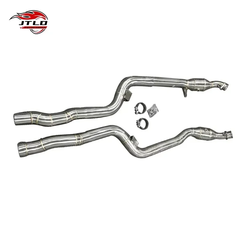 Polishing Catless Downpipes for Mercedes CLS63 AMG 4Matic W218 - Performance Exhaust Pipes