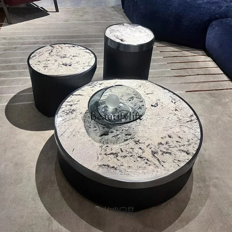 

01 yj19 Italian Minimalist Coffee Table Snow Mountain Flying Fox Natural Size Combination Round