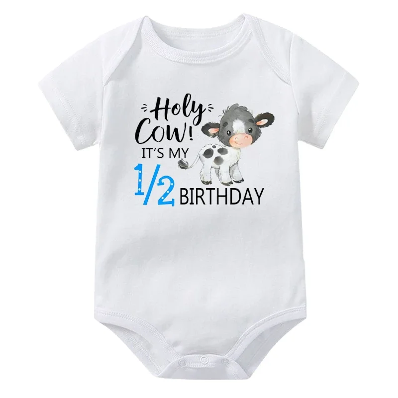 Its My 1/2 Birthday Newborn Rompers Cake Birthday Girls Boys Party Outfits Newborn Short Sleeve Bodysuits Baby Shower Gifts