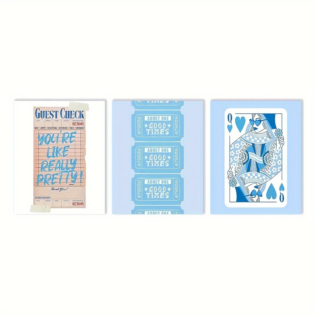 （NoFrame 3pcs）-3pcs, Preppy Wall Art Guest Check Trendy Wall Decor Retro Aesthetic Wall Art Poker Funky Poster Queen Trendy P